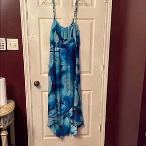 Blue Patterned Sundress Dress